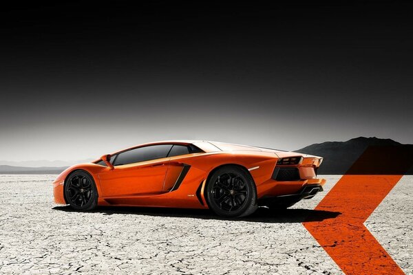 Czerwony supersamochód lamborghini aventador na stromych kołach