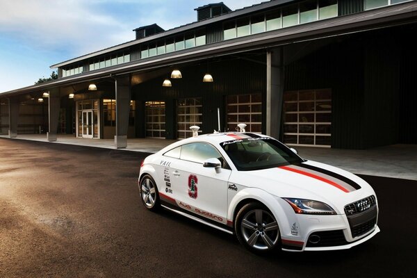 Audi car racing through the city