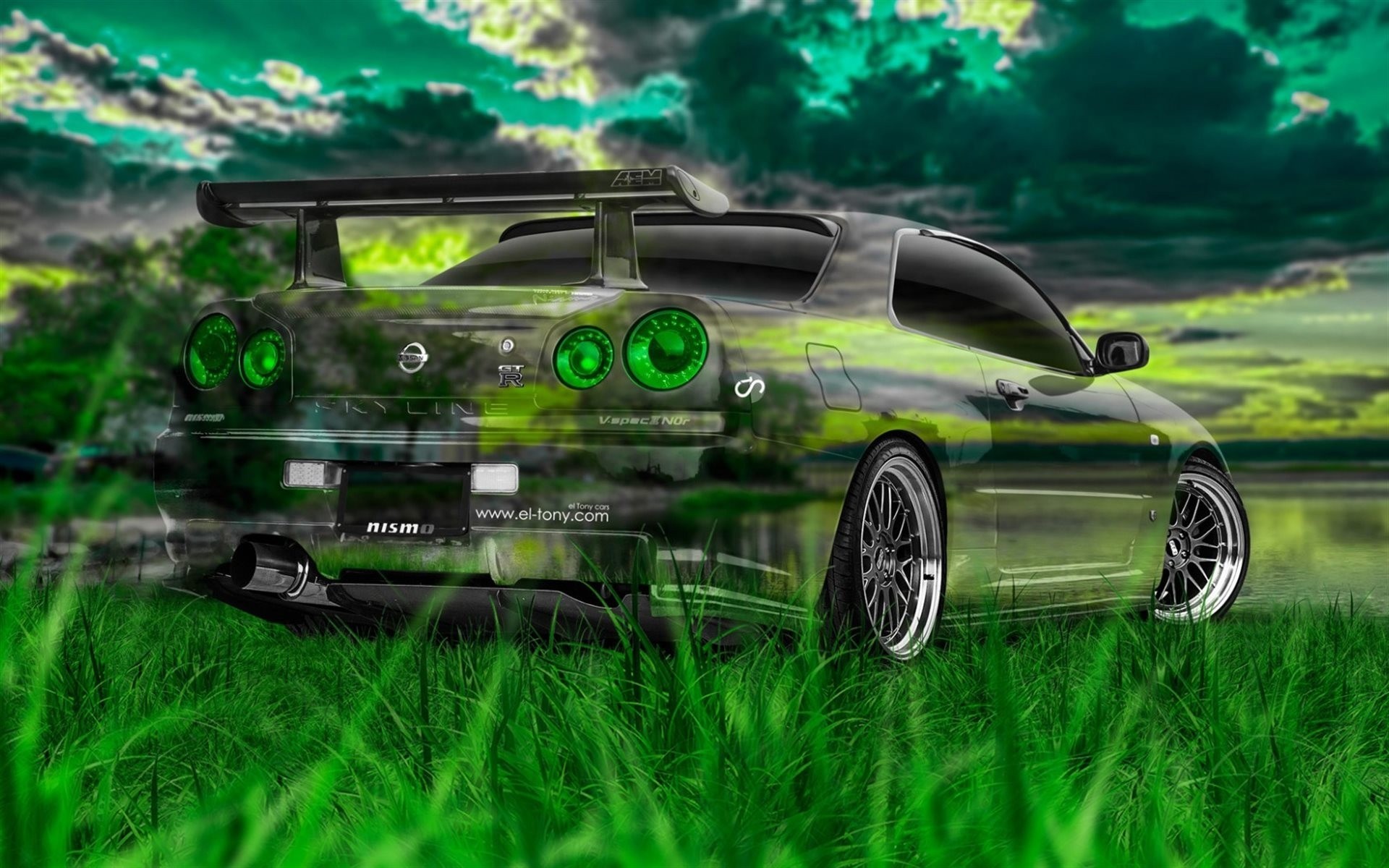 nissan r34 natura zarys tony cohan trawa kryształ photoshop mig-15