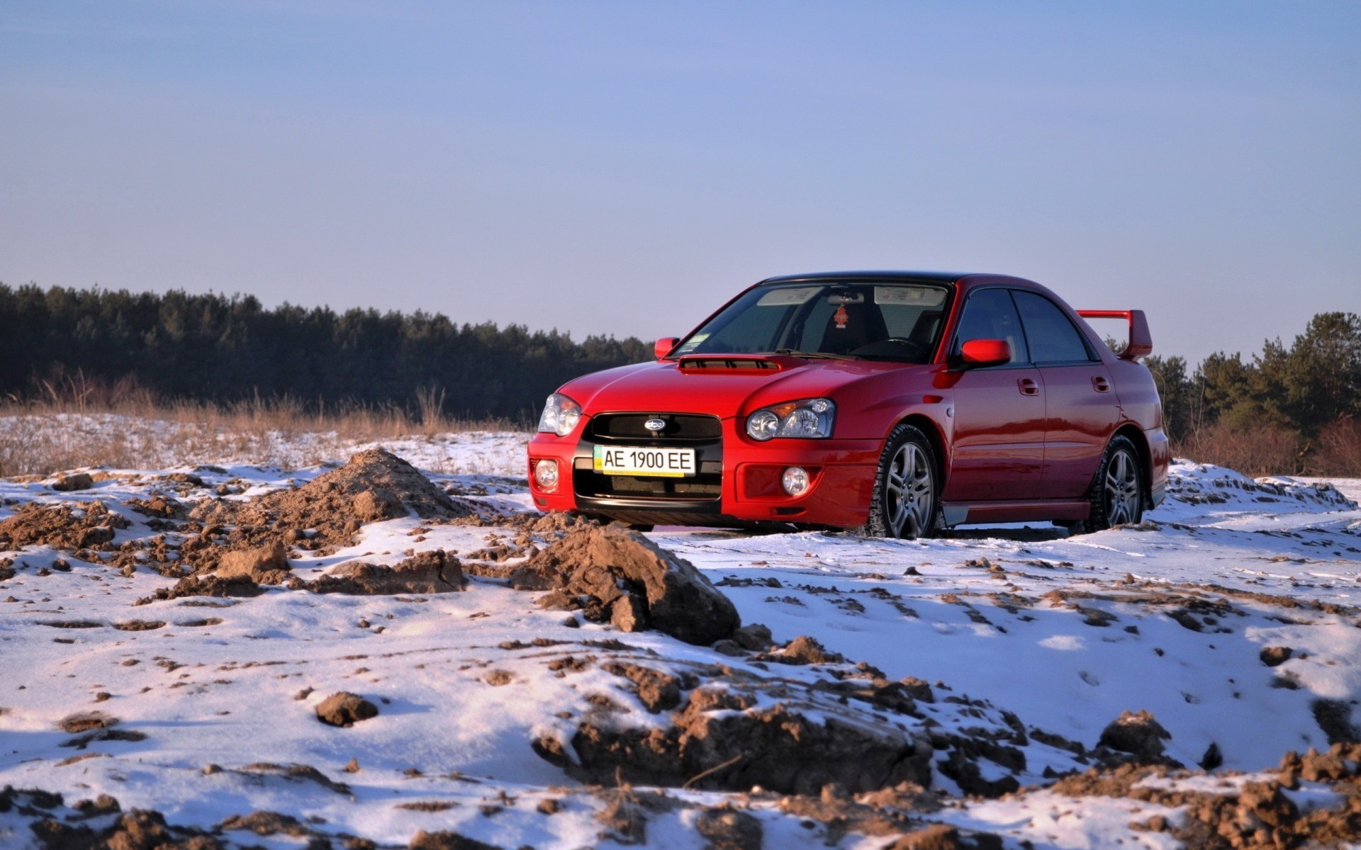 auto grau schnee subaru straße