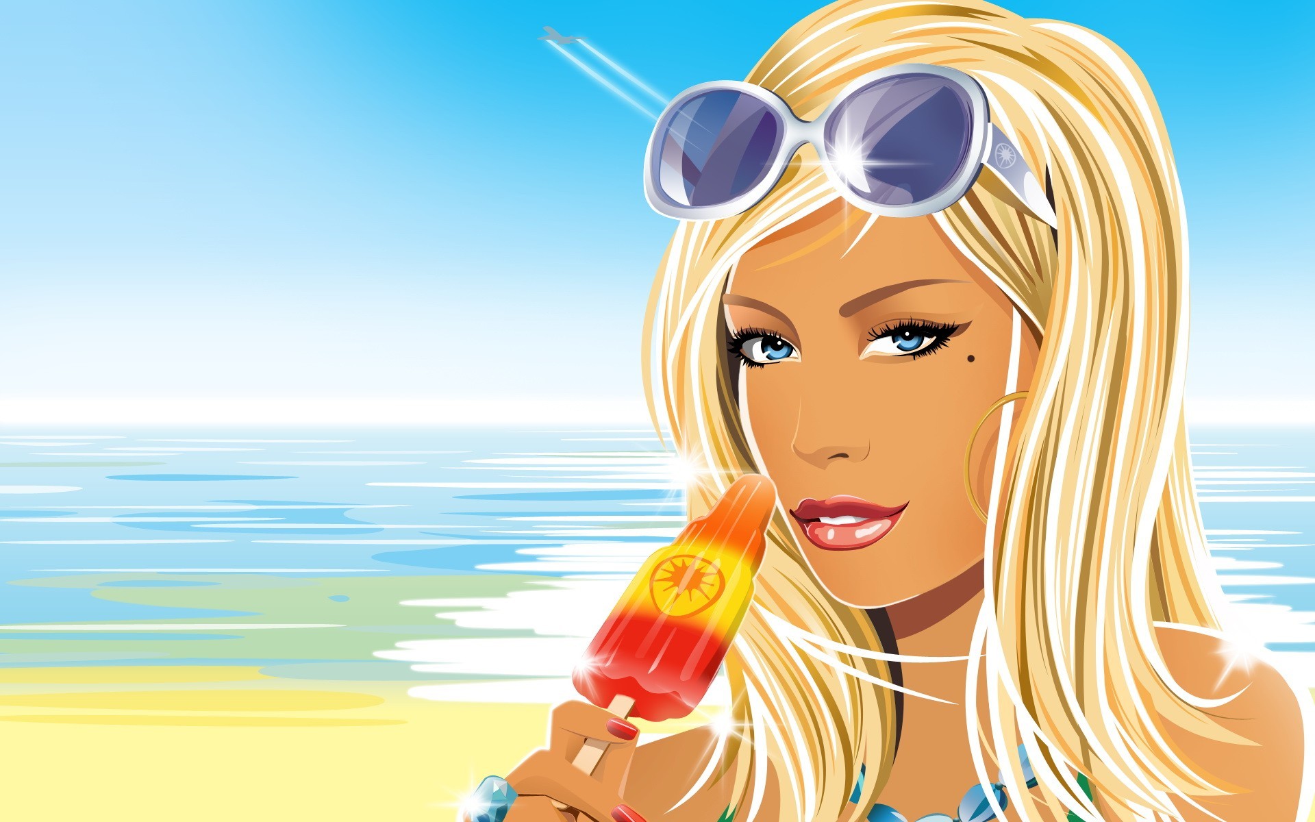 eis vektor meer sommer brille blond