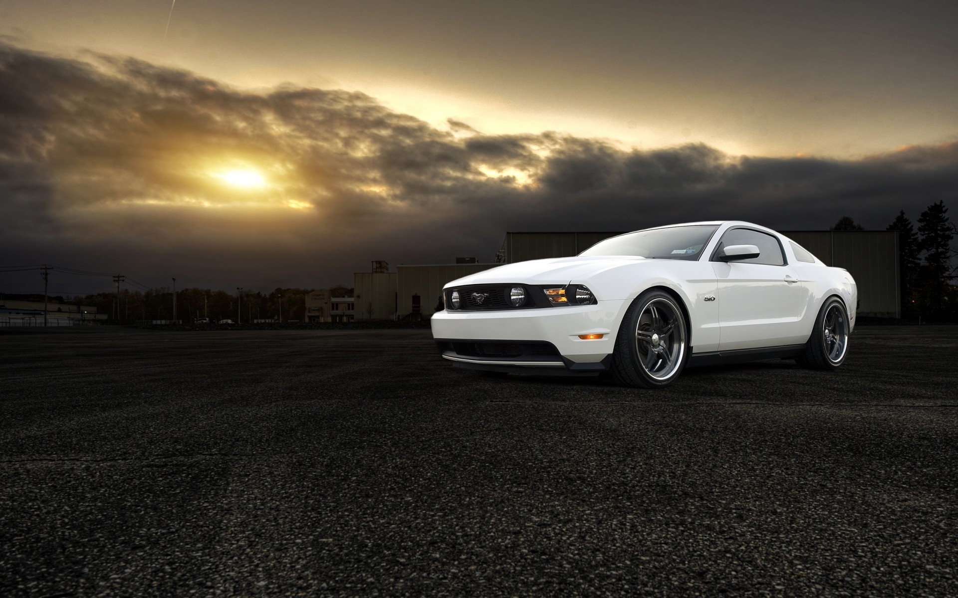 gt ford mustang blanc muscle car 5.0 avant