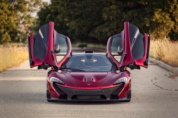 Red supercar in front