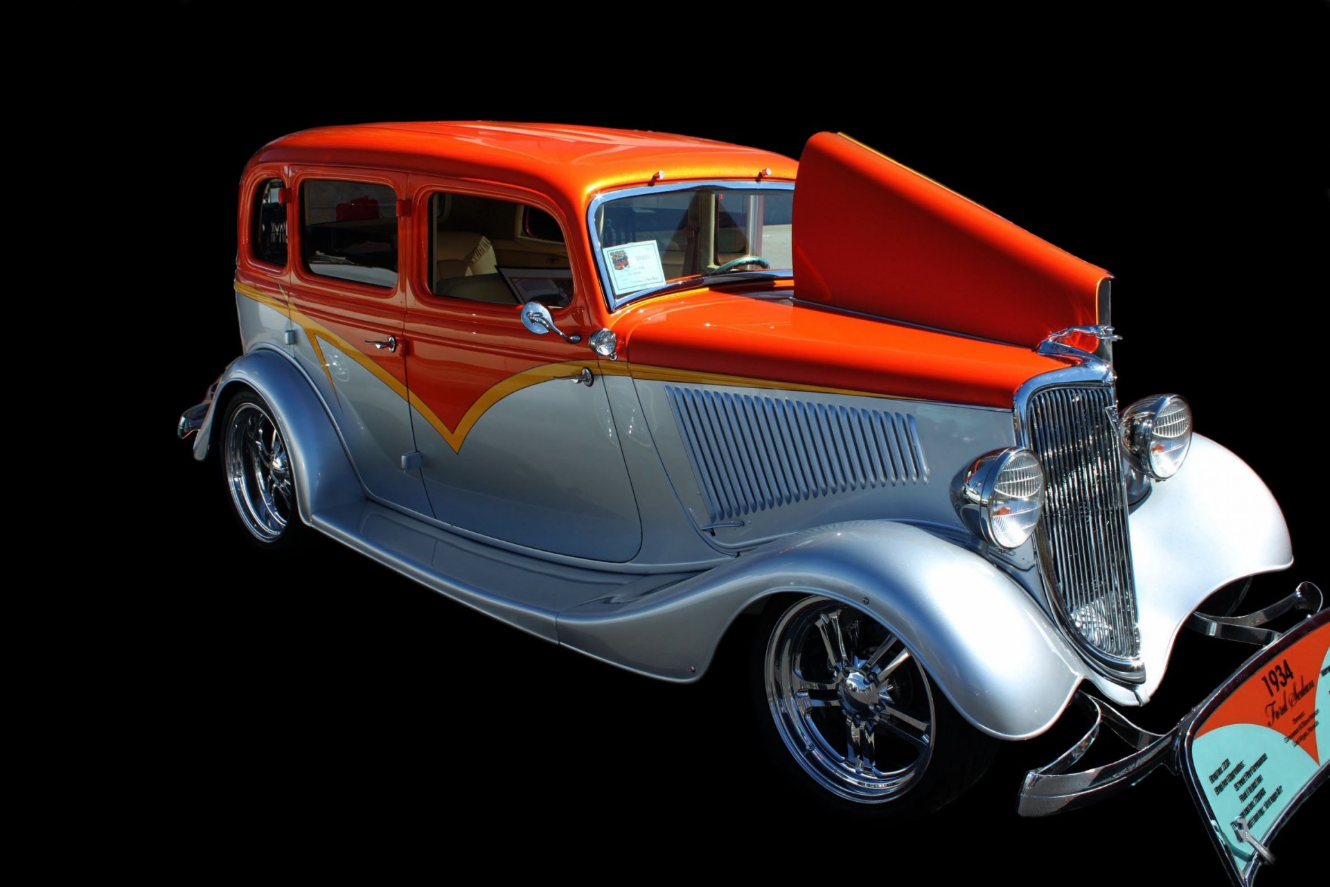 auto coche naranja ford negro