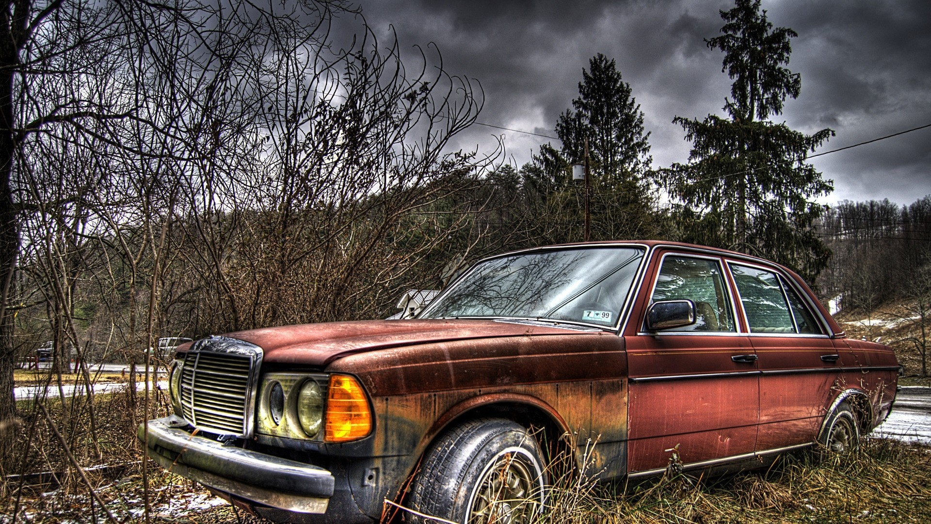 herbe voiture utilisé nuageux