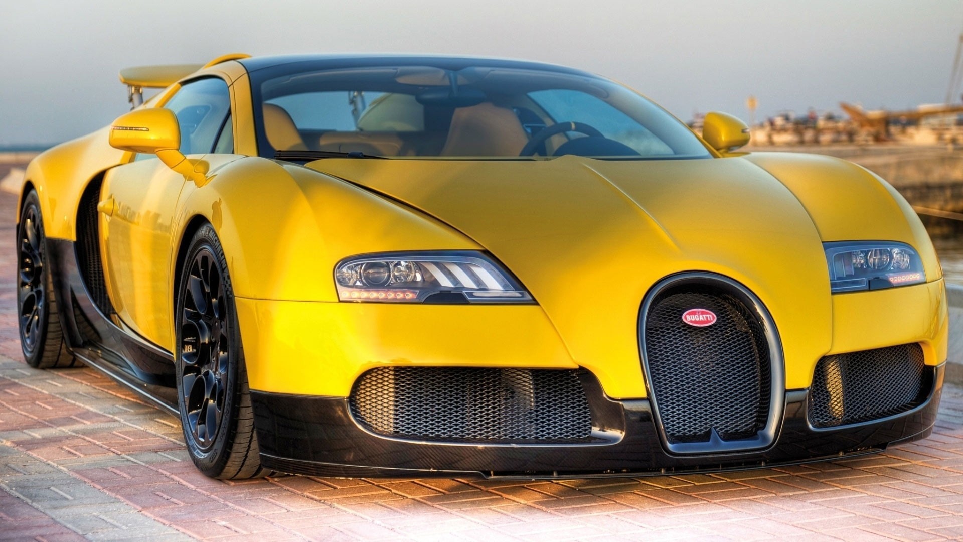 суперкар купе bugatti желтый bugatti veyron спорткар