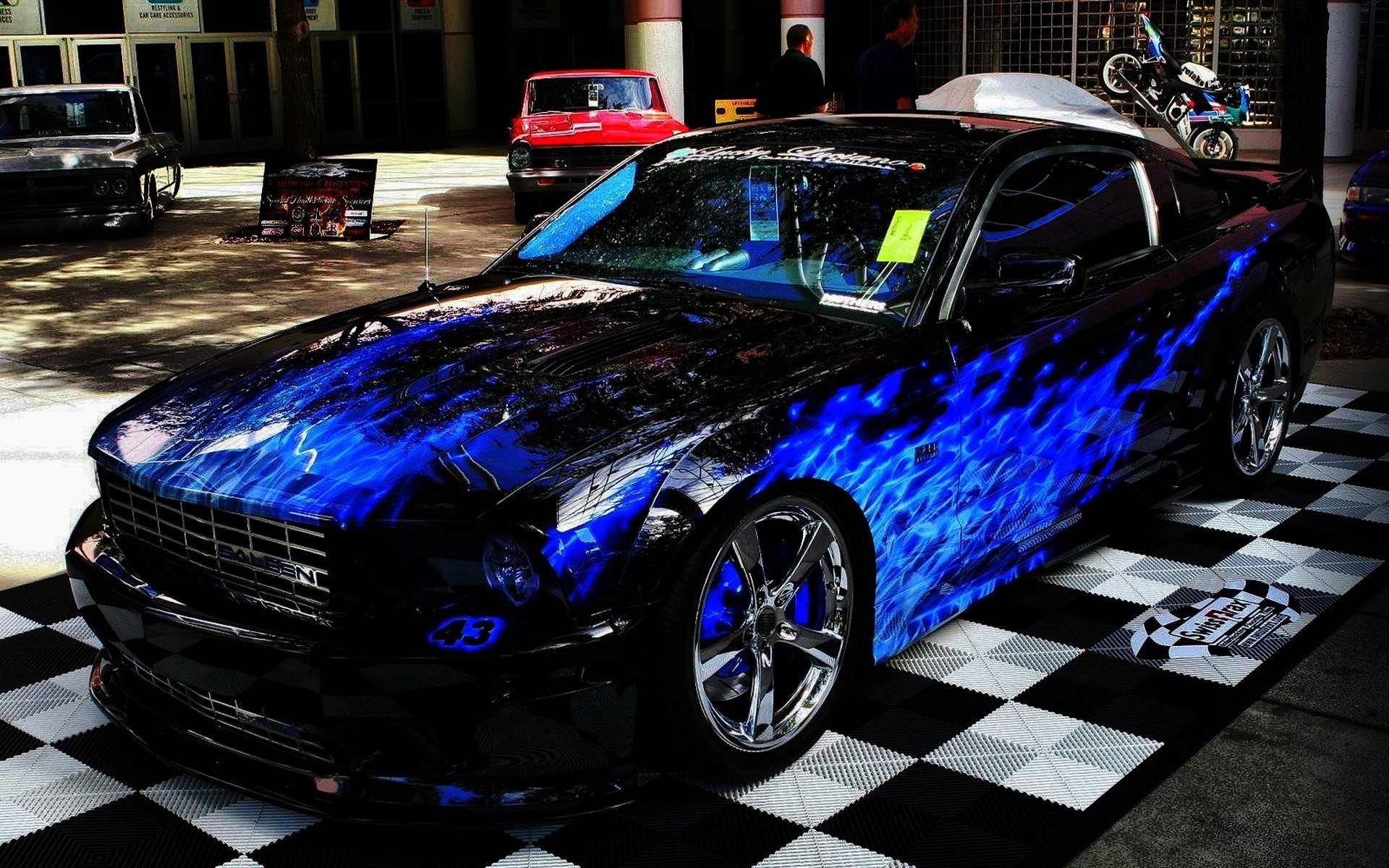 azul coche fuego negro