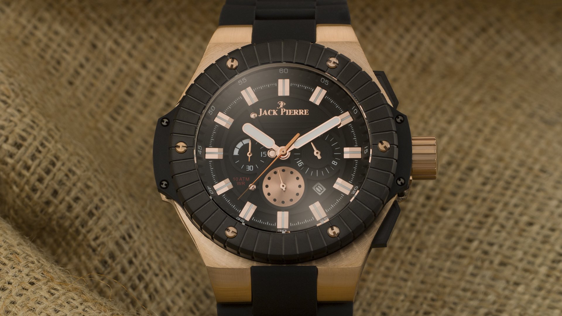 jack pierre watch bronze black fabric