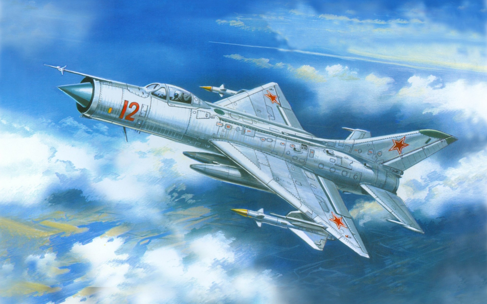 kunst kämpfer mig-21f mehrzweck himmel sowjetisch