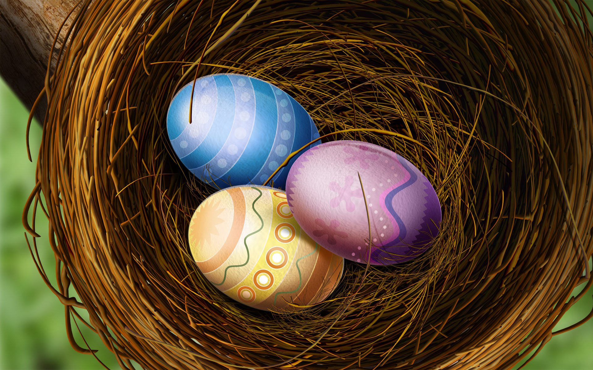 cesto di vimini uova colorate nido pasqua