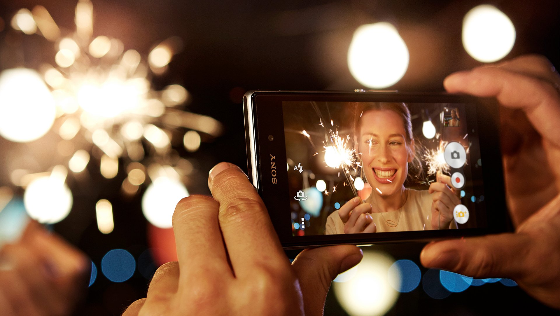 ony xperia z1 fille photographie lumières mains