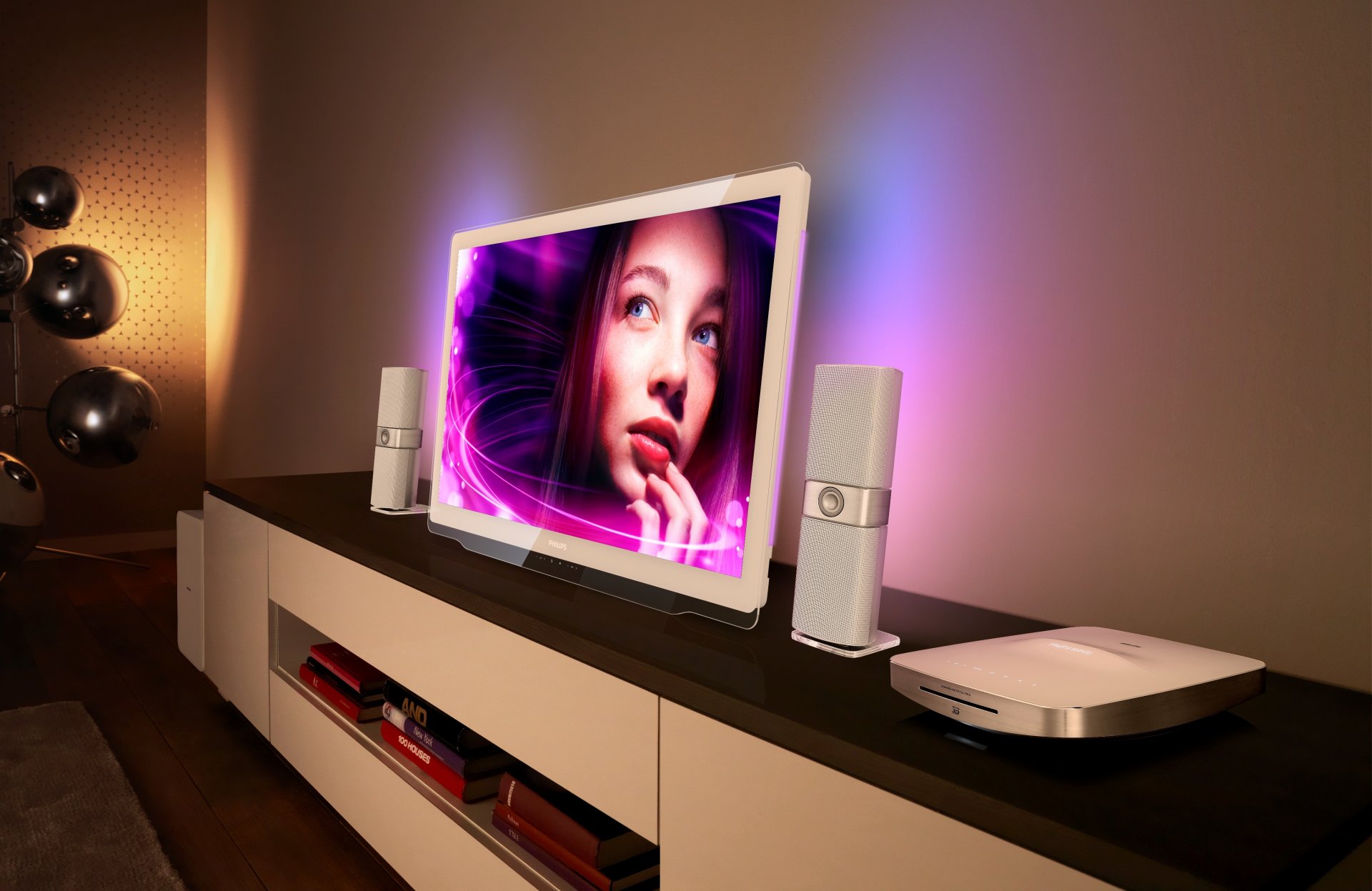 philips designline тв телевизор девушка лицо фон колонки