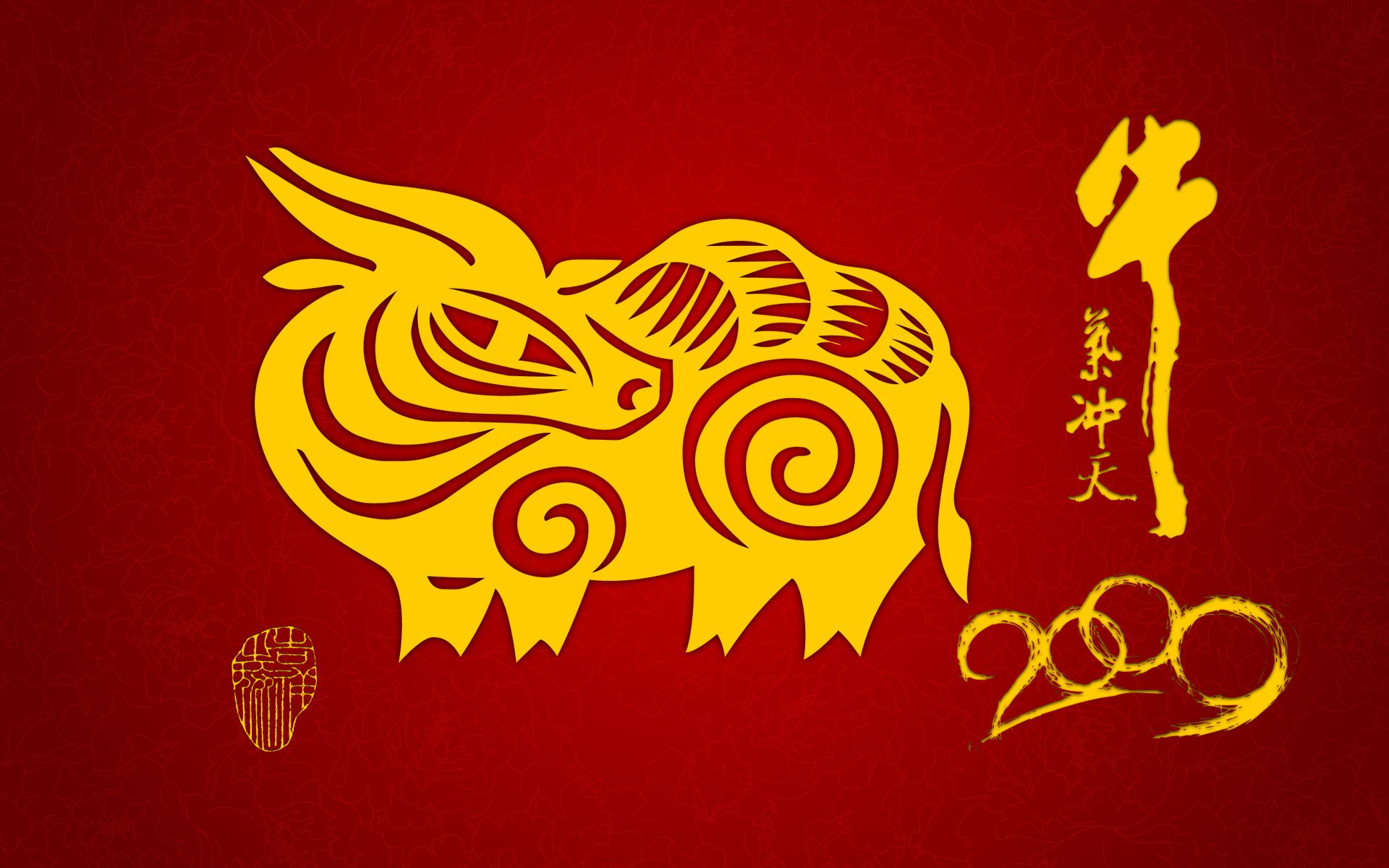 red and gold symbols bull