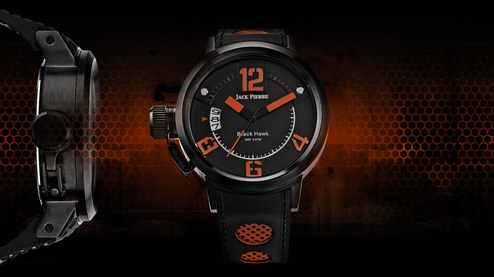 jack pierre horloge noir orange