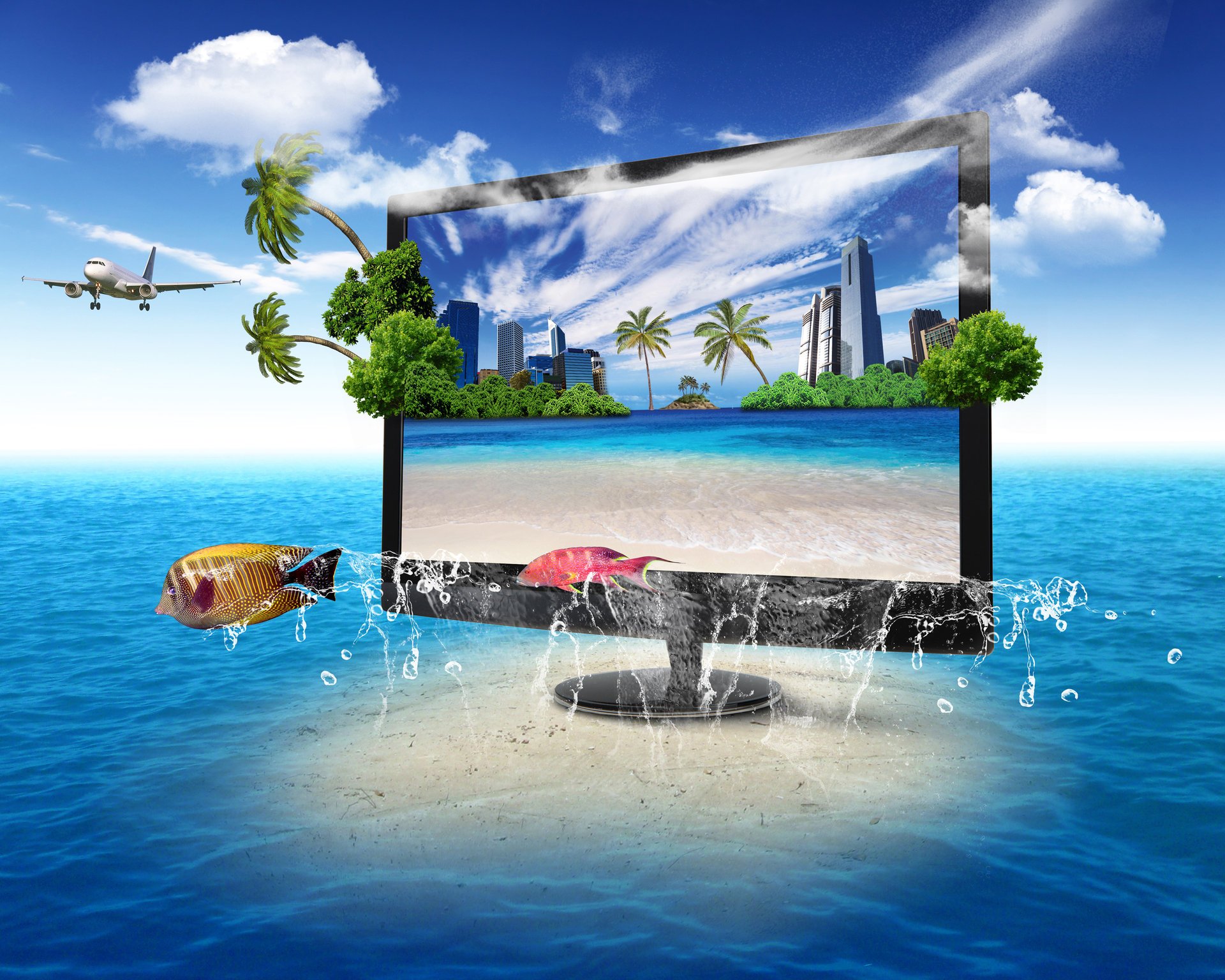 creen tv monitor nature ocean