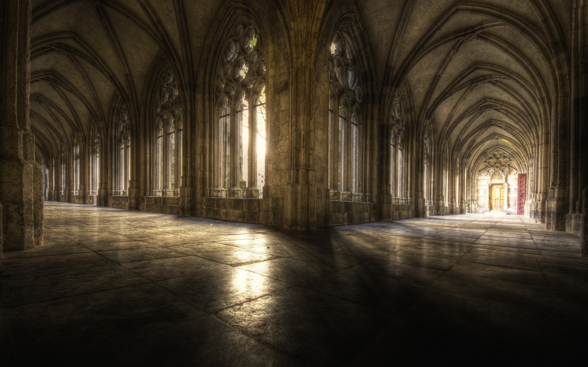 corridors castle the church light gloom building