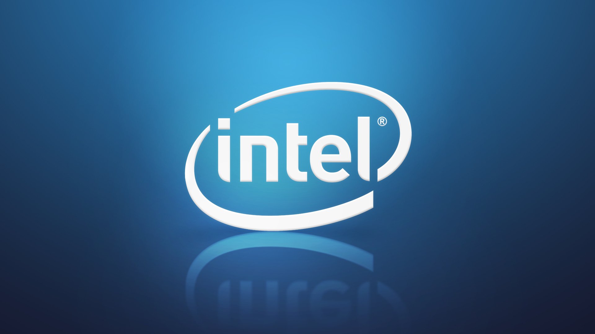 intel logo intel gradiente blu ciano riflessione