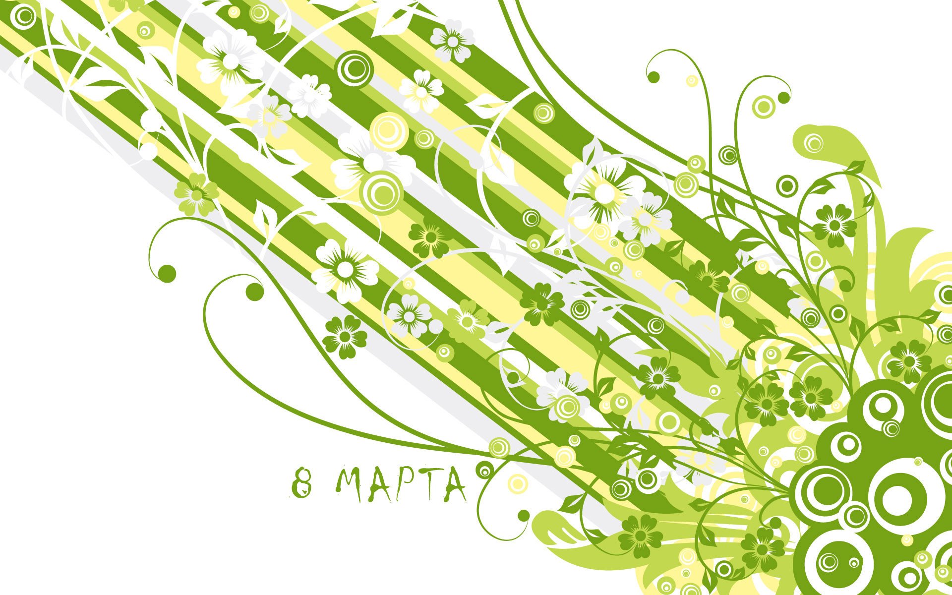 line greens white flowers march 8 pattern background freshness holiday spring women s day postcard