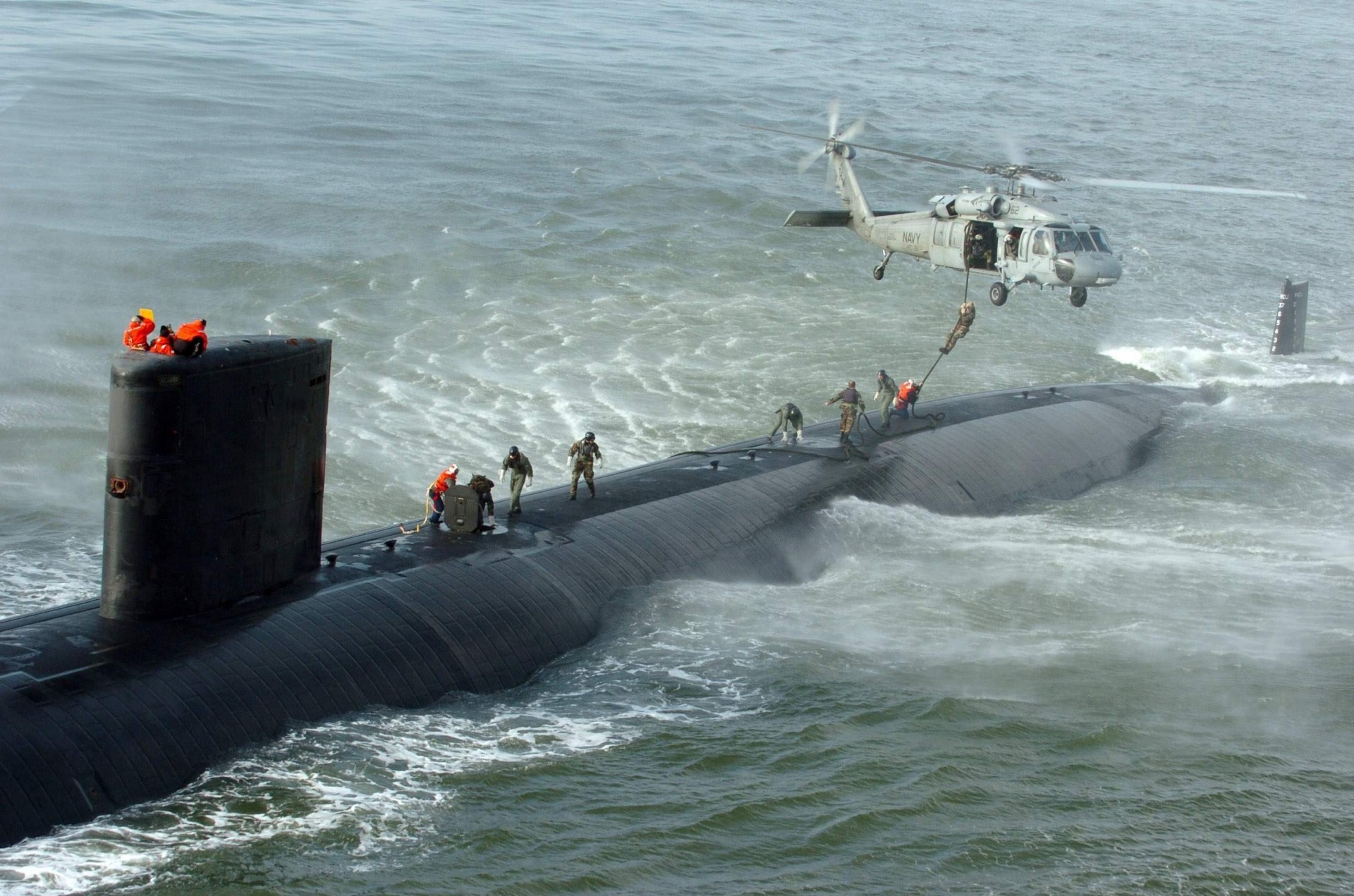 grey sea submarine war helicopter