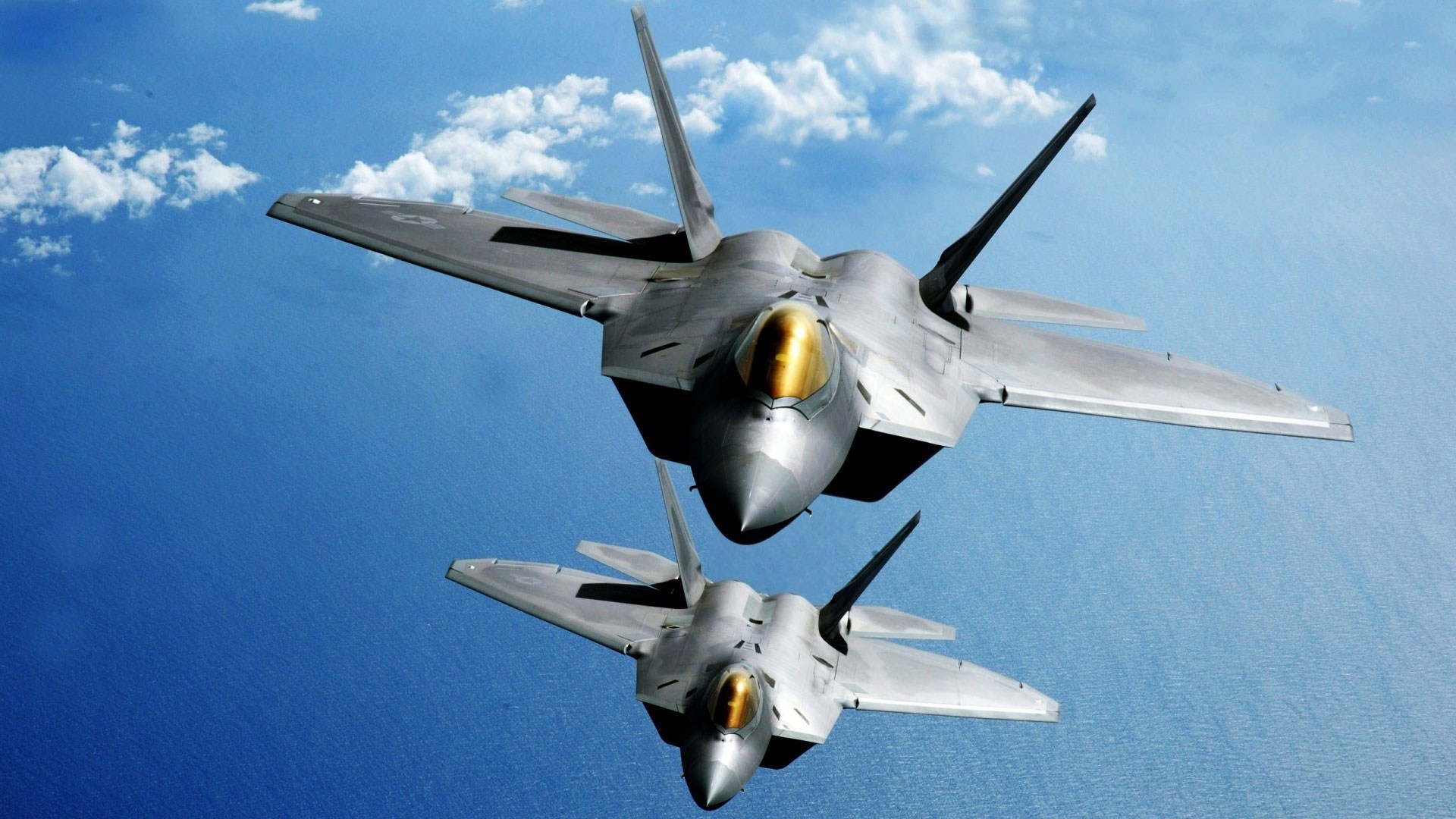 raptor plane fighter sky ocean f-22 military two