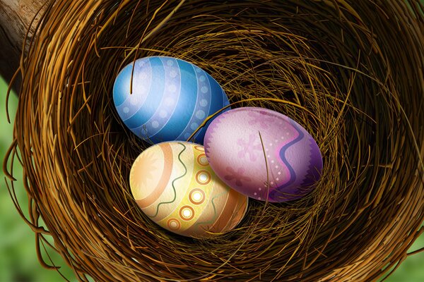 Oeufs multicolores symbole de la fête de Pâques
