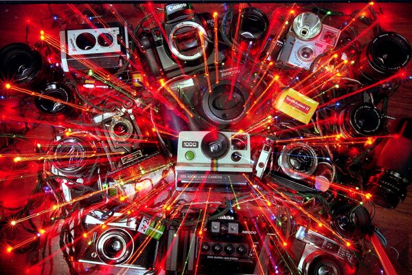 Caméras et films avec des rayons de lumière rouge