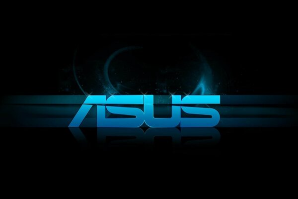 Asus Logo in Neonfarbe auf schwarzem Hintergrund