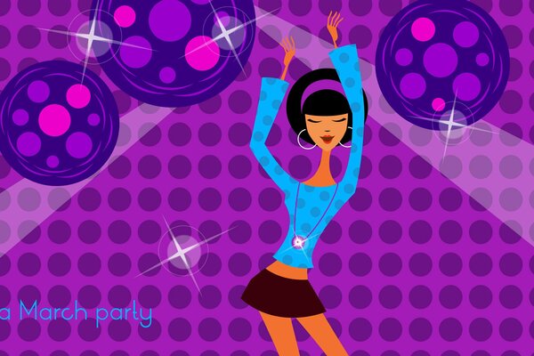 Drawing of a girl at a disco