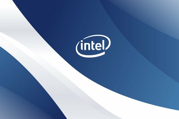 Intel processor logo on a blue-white background in the form of waves