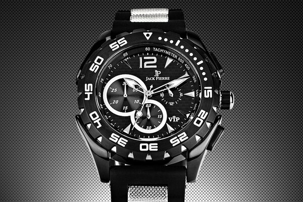 Negro reloj Jack Pierre con números blancos