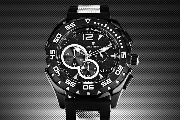 Czarny zegarek Jack Pierre z białymi cyframi