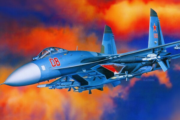 Caza ruso de la fuerza aérea su-27