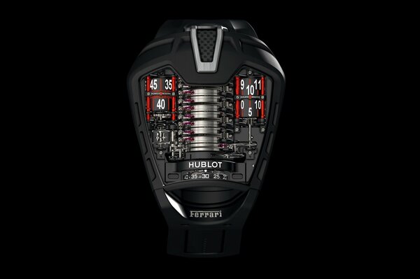 Hublot montre noire avec un design original