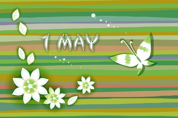 Fête du 1er mai, fleurs et papillon