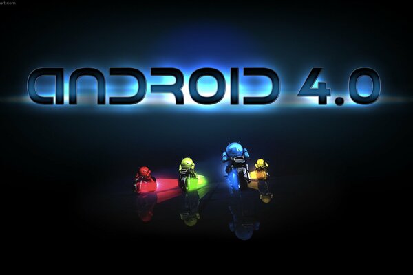 Android 4. 0 en rouge, vert, jaune et bleu