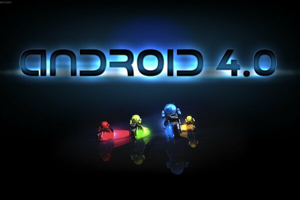 Android 4. 0 in rosso, verde, giallo e blu