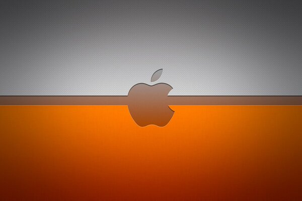 Logotipo de apple sobre fondo gris-naranja