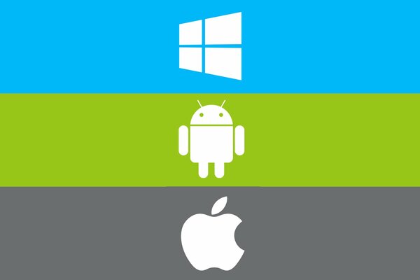 Emblèmes des systèmes d exploitation. Android, windows, apple