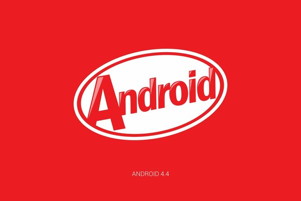 Das Logo des Betriebssystems Androyd 4. 4 rote Farben