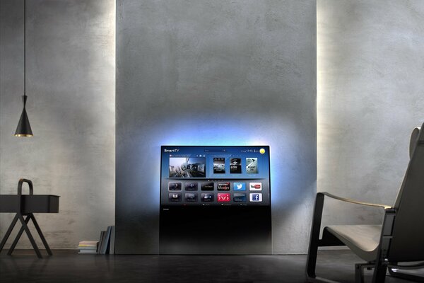 Design con poltrona TV e illuminazione