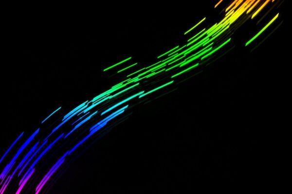 Flusso di linee multicolore su sfondo nero