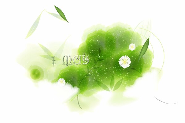 Nuage vert avec des marguerites et des litres