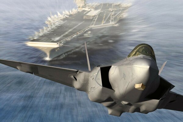 The f-35c fighter accelerates in flight