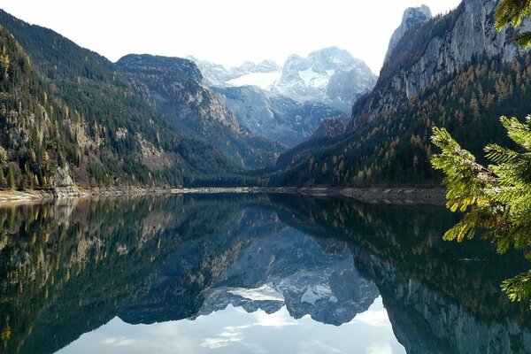 A calm lake in the mountains