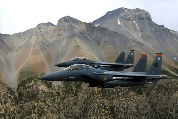 Fighter jets military aircraft in the sky over the USA