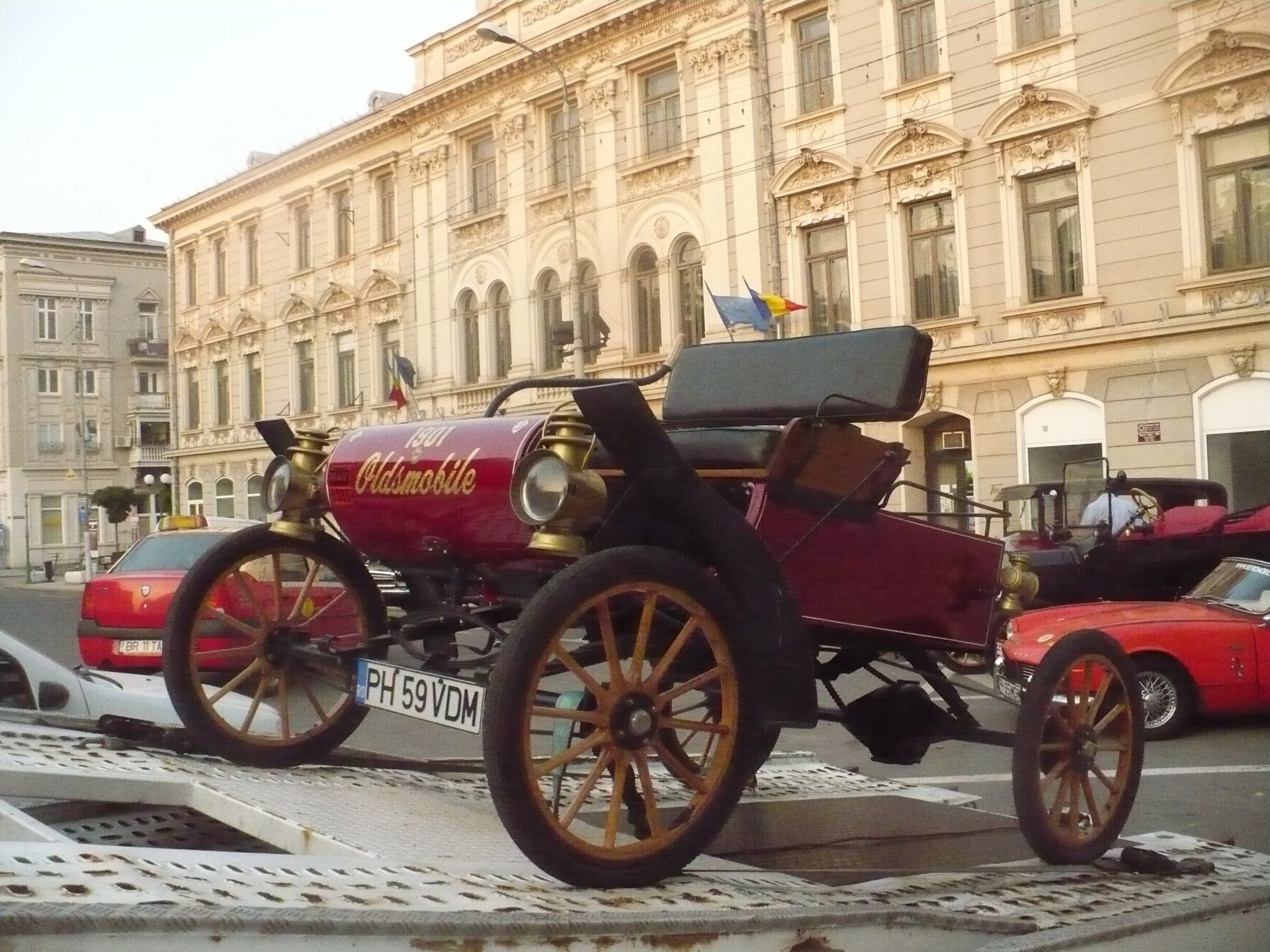 the old red vintage vehicle