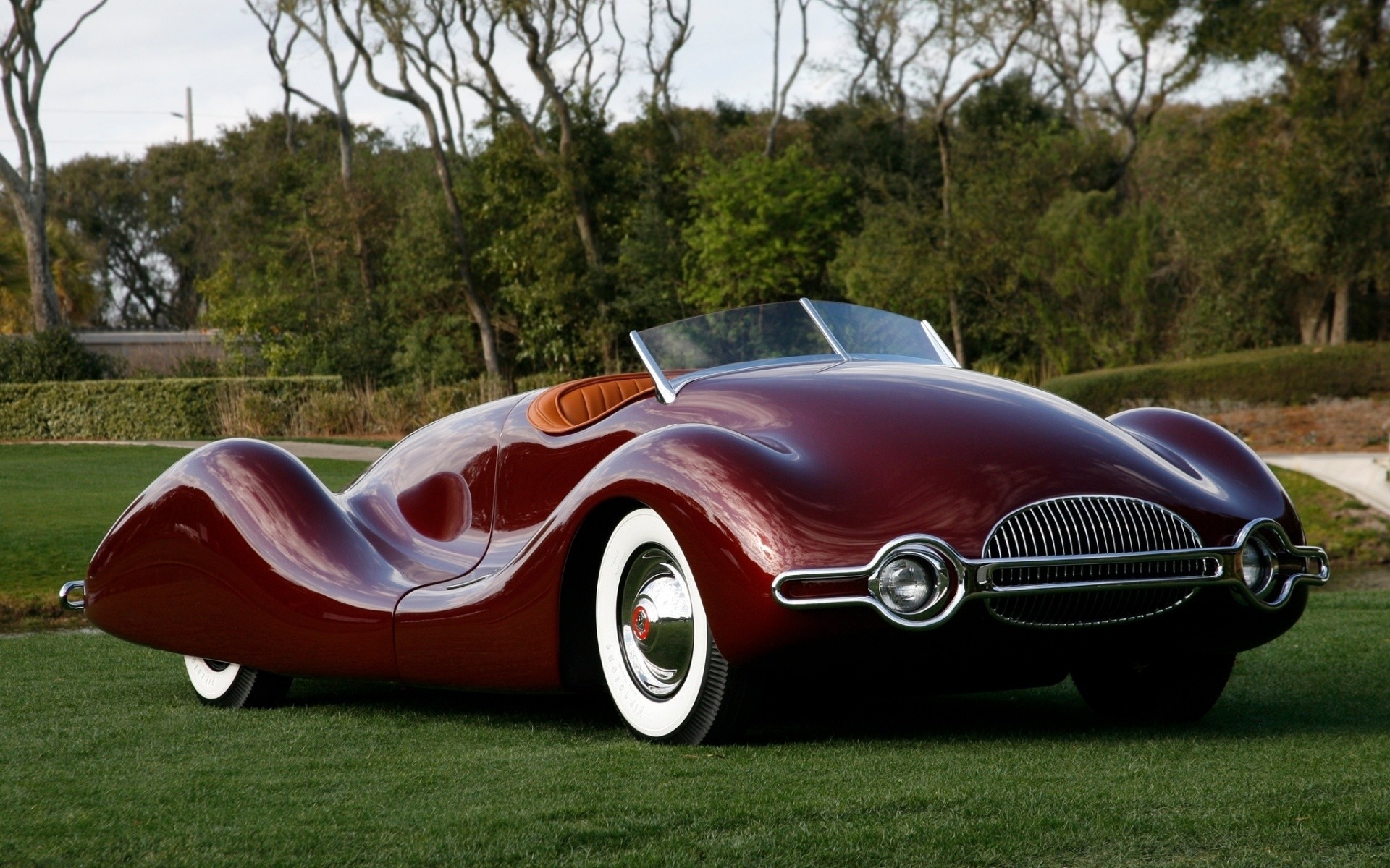 buick streamliner hermoso coche borgoña primera línea 1949 retro