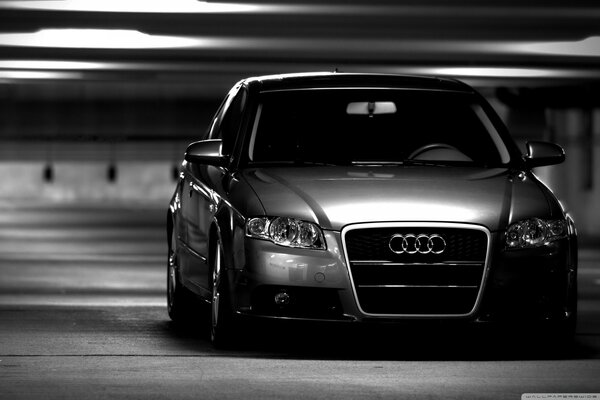 Gray audi in full face in the tunnel