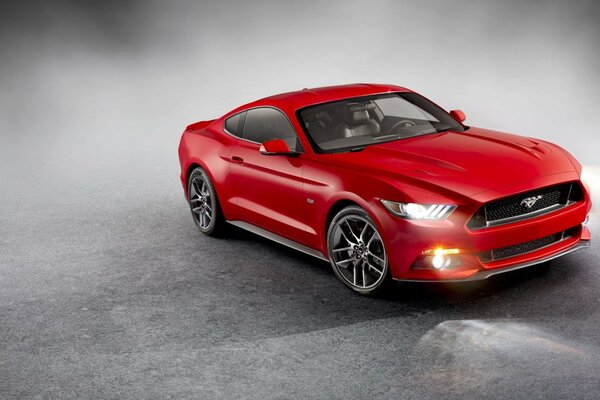 Czerwony Mustang gt Ford, mocny samochód