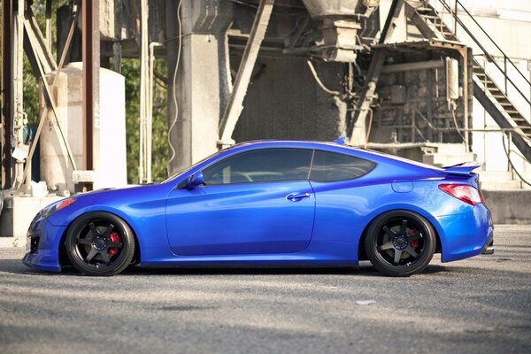 Blue car three-door coupe